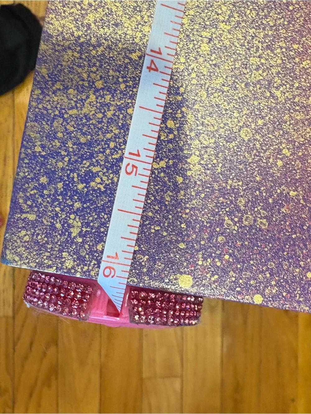 Purple with metallic gold & Pink splash-floating wall shelf with Rhinestone Trim
